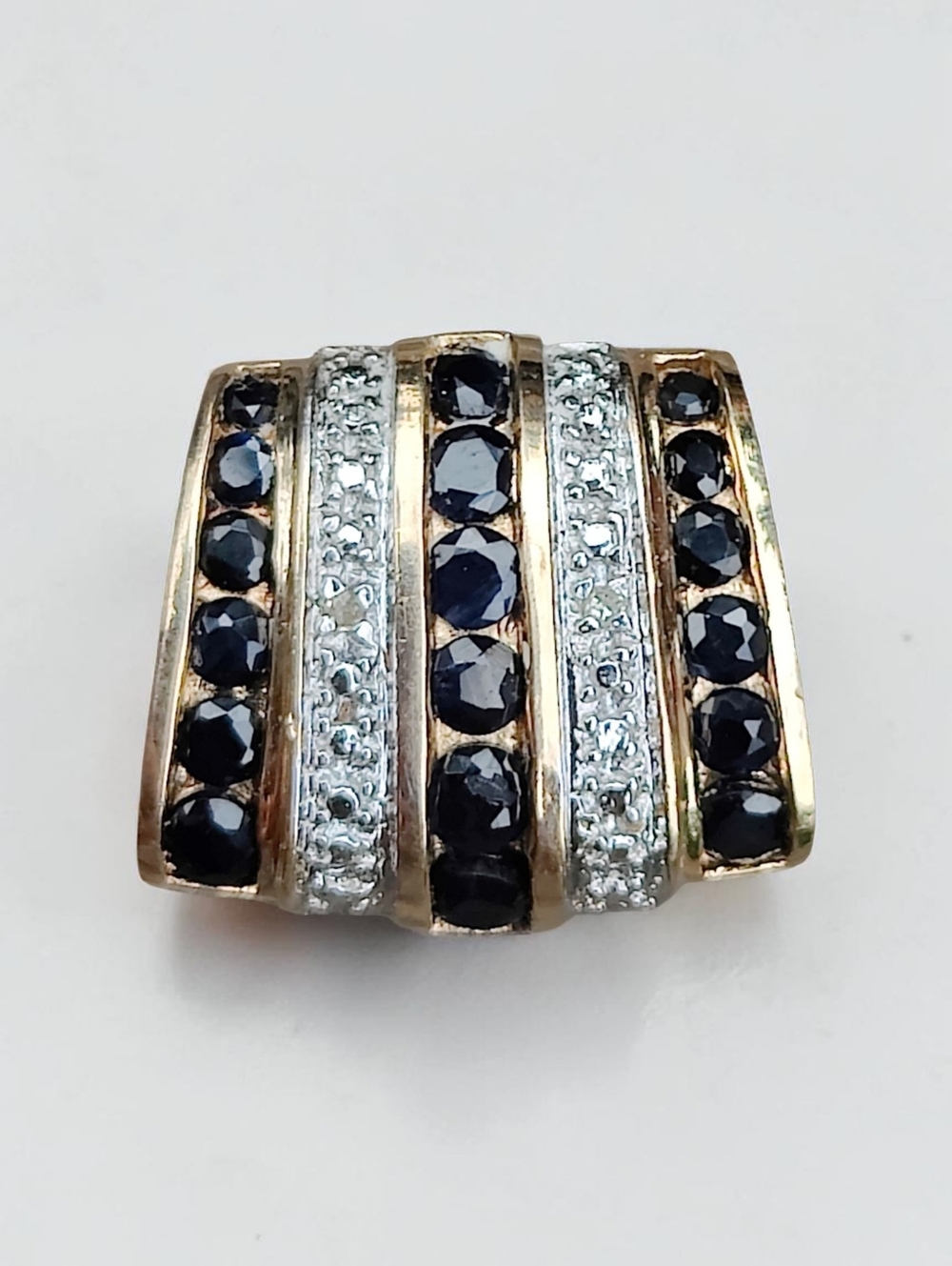 Vintage 14k Vermeil Sterling Black Sapphire Ross-Simons Slide Pendant